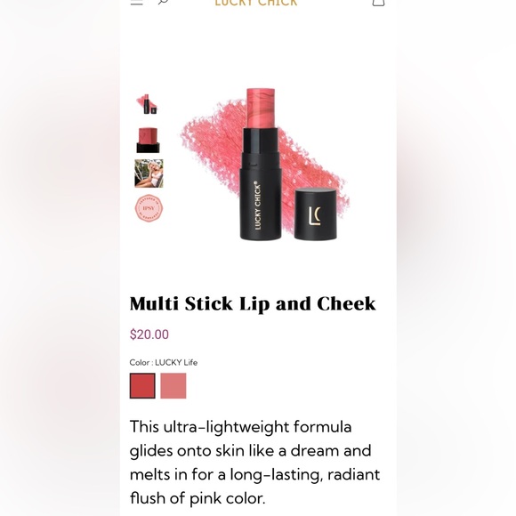 2/$25 LUCKY CHICK MULTI STICK LIP AND CHEEK - BRAND NEW IN THE BOX! - Picture 7 of 8